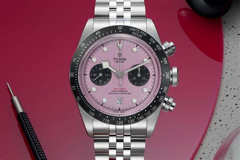 pink tudor black bay chrono|tudor chronograph pink dial.